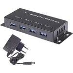 USB 3.0 hub Renkforce 4 porty, kovový ukazatel, pro montáž na zeď, 48 mm, černá