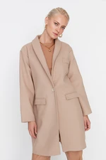 Trendyol Mink Wide-Cut Oversize Buttoned Front Classic Stamp Coat