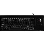 Perixx PERIBOARD-514 H PLUS USB klávesnica US anglická, QWERTY čierna integrovaný trackball, tlačidlá myši, USB konektor