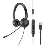 Renkforce RF-HS-360 headset k PC s USB káblový na ušiach čierna