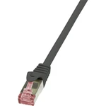 LogiLink CQ2033S RJ45 sieťové káble, prepojovacie káble CAT 6 S/FTP 1.00 m čierna samozhášavý, s ochranou 1 ks