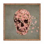 Drevený dekoratívny servírovací podnos Flower Skull, 40 × 40 cm