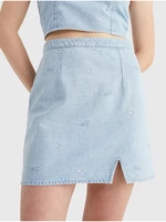 Tommy Jeans Light Blue Women's Denim Short Skirt with Torn Effect Tommy Jean - Women