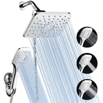 ABS and Chrome Finish Faucet Shower Head Combo w/ 60Inch Stainless Steel Hose for Bathroom