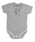 Baby Nellys Kojenecké žebrované body s knoflíčky kr. rukáv, Girl - šedé, vel. 62 (2-3m)