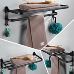 59cm Punched/Punch-free Space Aluminum Towel Holder 90° Folding Easy Installation Towel Rack Durable Towel Shelf