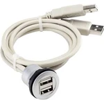 USB 2.0 zásuvka Typ A vestavná se 2 zástrčky Schlegel RRJ_2USB, IP67, 60 cm, šedá