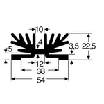 Chladič Fischer Elektronik SK 65-37,5-SA 1XM3, 54 x 37,5 x 22 mm, 3,5 K/W, hliník, černá