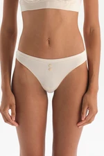 Dagi Ecru Button Detailed Rib Thong