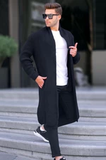 Madmext černý dlouhý pletený svetr s kapsou a stojáčkem 6816