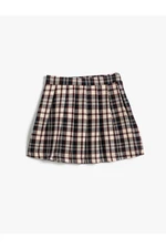 Koton Short Skirt Pleated Plaid