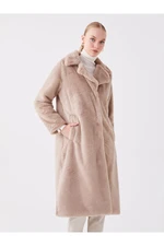 LC Waikiki Women's Jacket Collar Plain Fur Coat