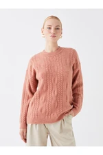 LC Waikiki Round Neck Women's Knitwear Sweater With Patterned Long Sleeves