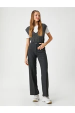 Koton Basic Fabric Trousers, Straight Legs, Zipper Closure with Buttons.