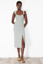 Trendyol Mint Fitted Flounce Woven Dress