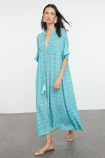 Trendyol Geometric Patterned Maxi Woven Tassel Beach Dress