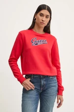 Mikina Guess Jeans dámska, červená farba, s nášivkou, W4YQ11 KC811