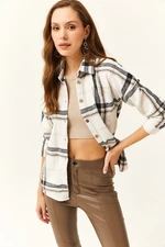 Olalook Women's Ecru Plaid Lumberjack Shirt