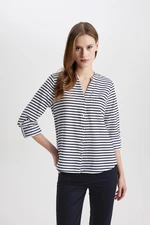 DEFACTO Regular Fit Long Sleeve Striped Shirt