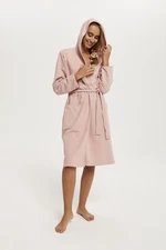 Women's dressing gown Karina with long sleeves - powder pink