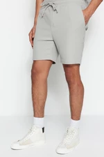 Trendyol Gray Regular Cut Medium Length Corded Textured Shorts