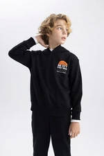 DEFACTO Boy&#39;s Printed Hooded Thick Sweatshirt