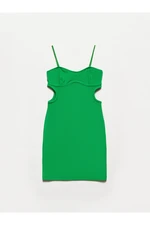 Dilvin 90394 Window Detail Mini Dress-dark Green