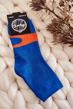 Women's cotton socks orange pattern blue