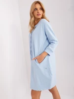 Light Blue Straight Sweatshirt Dress