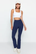 Trendyol Dark Navy Blue kompressziós fáklya jóga kötött sportleggings