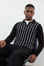 Trendyol Black Casual Slim Slim Fit Crew Neck Striped Knitwear Sweater