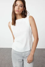 Trendyol Ecru Sleeveless Linen Look Woven Blouse