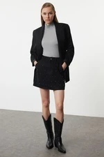 Trendyol Anthracite Jewelled Mini Denim Skirt