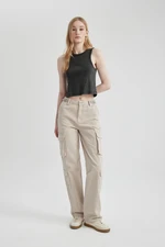 DEFACTO Cool Straight Fit Cargo Gabardine Trousers