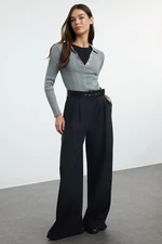 Trendyol Black Wide Leg Trousers with Belt