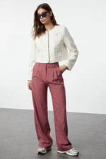 Trendyol Dusty Rose Wide Leg Pleated Woven Trousers