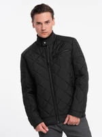 Ombre BIKER men's insulated jacket quilted in a diamond pattern - black