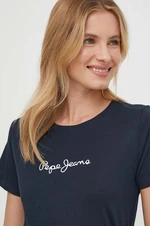 Bavlnené tričko Pepe Jeans LORETTE dámsky, tmavomodrá farba, PL505827