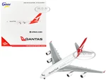 Airbus A380 Commercial Aircraft "Qantas Airways" White and Gray with Red Tail  1/400 Diecast Model Airplane by GeminiJets