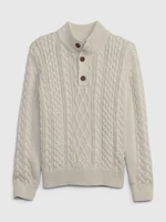 Beige boys' braided sweater with stand-up collar GAP