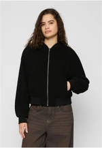 Women's Oversized Jacket Sherpa Bomber Jacket Black