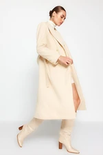 Trendyol Belted Long Stamped Ecru Coat