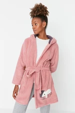 Trendyol Powder Animal Figured Hoodie Wellsoft Knitted Dressing Gown