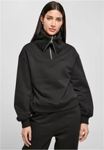 Women's Oversized High Neck Troyer Crew Black