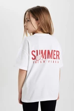 DEFACTO Girl Oversize Fit Back Printed Short Sleeve T-Shirt
