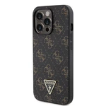 Zadní kryt Guess PU Leather 4G Triangle Metal Logo pro Apple iPhone 13 Pro, černá