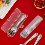 Creative Cartoon Printing Baby Fork Spoon 304 Stainless Steel Children's Tableware Set Baby Eating Spoon Fork with Box Tableware