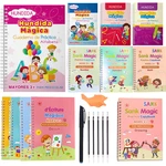 Montessori Spanish Copybook 4 Books Magic Calligraphy Children's Notebook Kid Reusable Groove Handwriting Copybook Writing Gifts