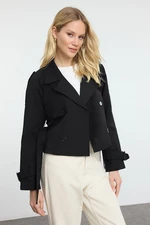 Trendyol Black Regular Belted Water Repellent Short Trench Coat