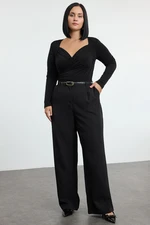 Trendyol Curve Black Body-fitting Double-breasted Knitted Bodysuit